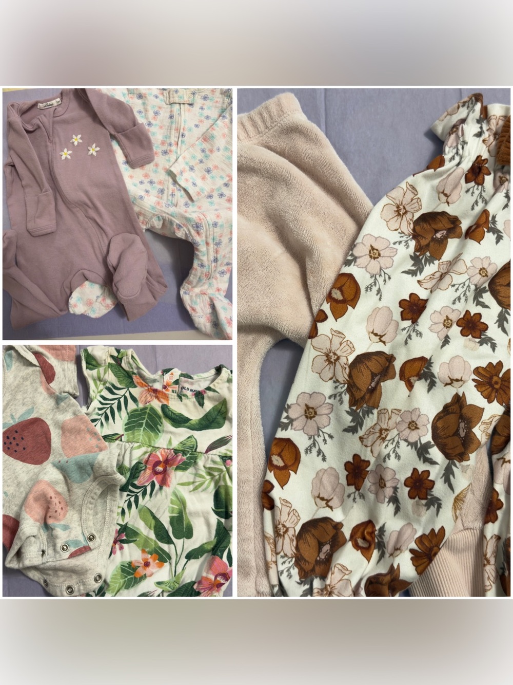 Girls Floral and Pastel bundle. Pajamas-pants-onesies